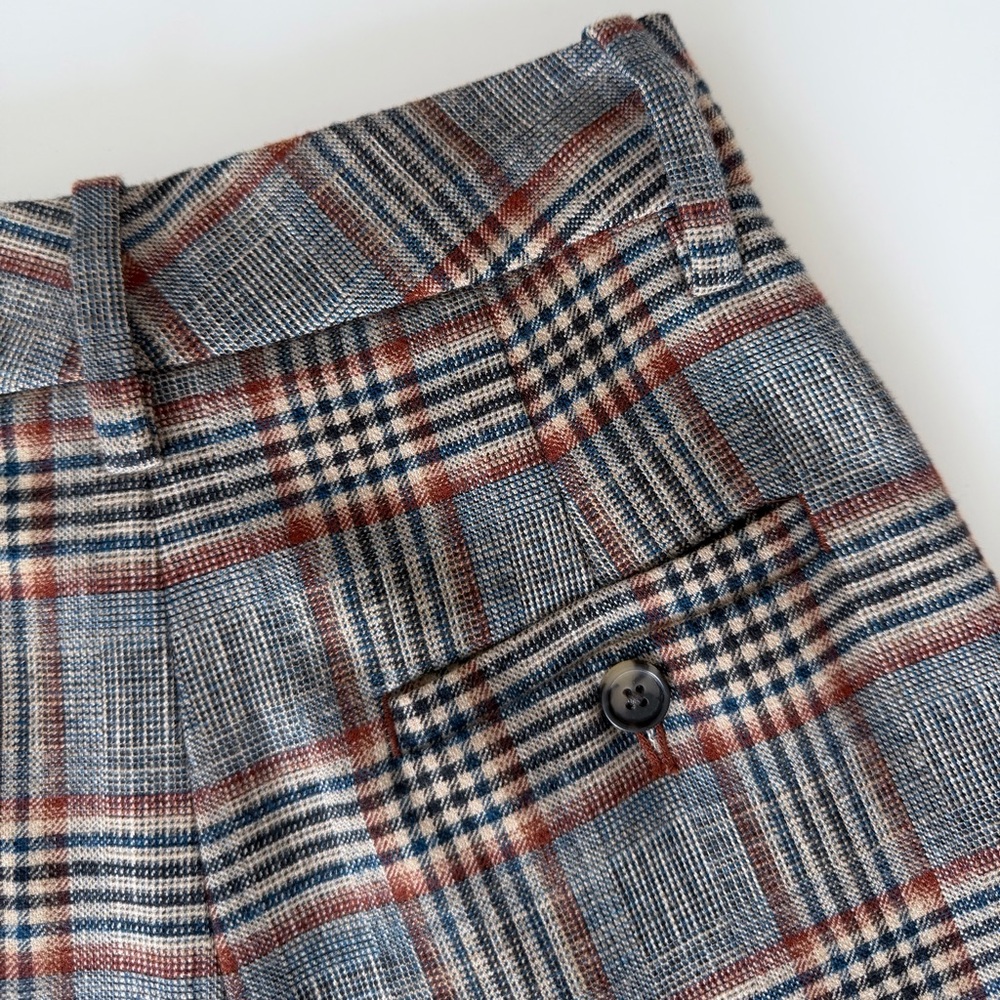 Wilfred Davita Plaid Wool Pants High Rise Cuffed Cropped Brown Check Trouser 0 - Picture 8 of 14